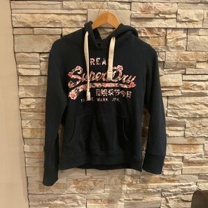 Superdry Girls Vintage Logo Cut Out Hoodie, Color Navy Blue, Size L